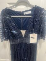 Mac Duggal 93784 Midnight Sequin Mesh Flutter Sleeve Gown Size 12 - Image 7