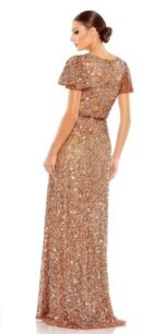 Mac Duggal 5540 Sz 8 Copper Sequined Wrap Butterfly Sleeve Draped Gown - Image 3