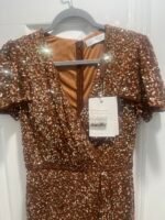 Mac Duggal 5540 Sz 8 Copper Sequined Wrap Butterfly Sleeve Draped Gown - Image 6
