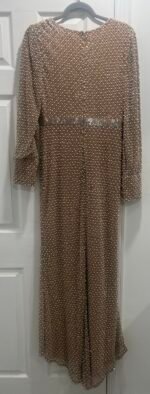 NWT Mac Duggal 10062 Sz 8 Wrap Over Bishop Sleeve Gown With Pearl Beading - Image 6