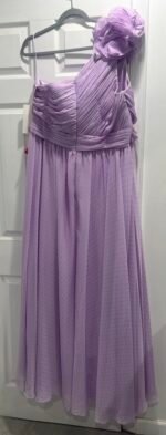 Mac Duggal 49536 Lilac Purple Polka Dot Ruffled One Shoulder Gown Size 18 - Image 6