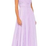 Mac Duggal 49536 Lilac Purple Polka Dot Ruffled One Shoulder Gown Size 18