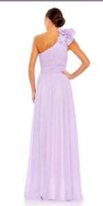 Mac Duggal 49536 Lilac Purple Polka Dot Ruffled One Shoulder Gown Size 18 - Image 3