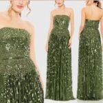 Mac Duggal 93915 Sz 10 Olive Green Embellished Strapless Gown