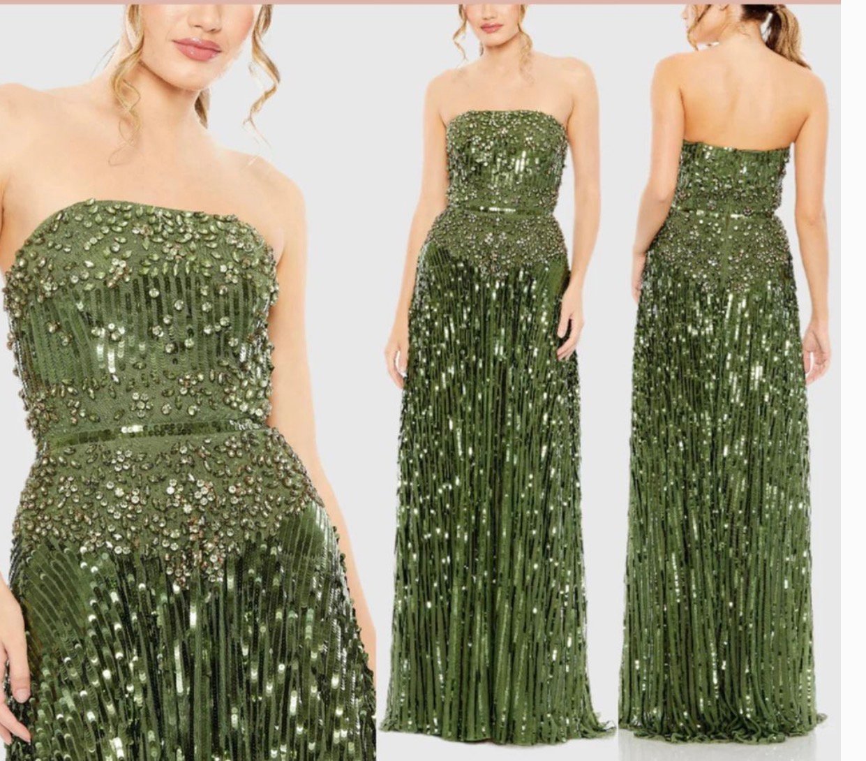 Screenshot Mac Duggal 93915 Sz 10 Olive Green Embellished Strapless Gown - Image 1