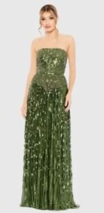 Mac Duggal 93915 Sz 10 Olive Green Embellished Strapless Gown - Image 3