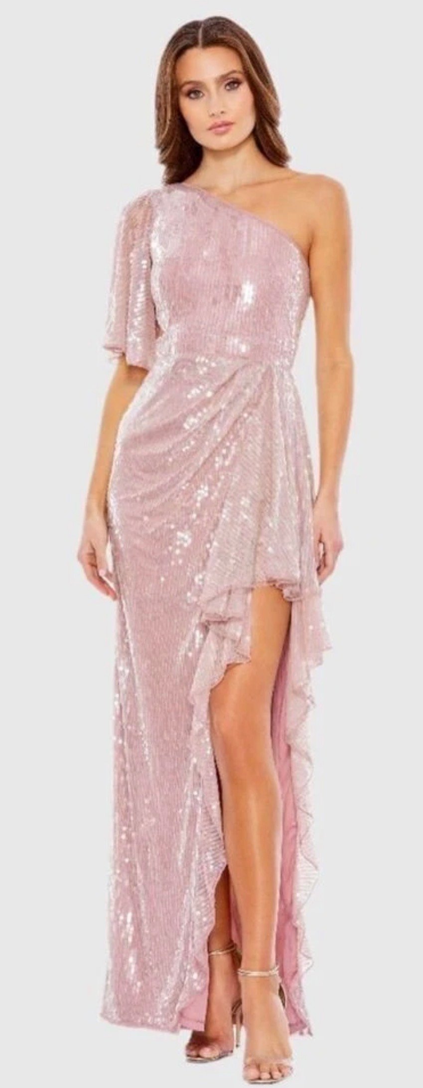 Screenshot MAC DUGGAL 93662 Sz 6 SEQUINED FLUTTER SLEEVE ONE SHOULDER DRAPED mauve GOWN - Image 1