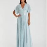 Mac Duggal 10807 Sz 14 Powder  Blue Sequin Beaded Dress