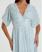 Mac Duggal 10807 Sz 14 Powder  Blue Sequin Beaded Dress - Image 3