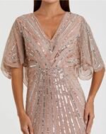 NWT Mac Duggal 93583 Sz 10 Vintage Rose Beaded Sequin Cape Sleeve Gown