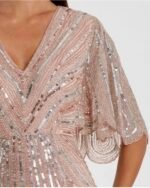 NWT Mac Duggal 93583 Sz 10 Vintage Rose Beaded Sequin Cape Sleeve Gown - Image 3
