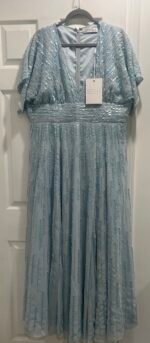 Mac Duggal 10807 Sz 14 Powder  Blue Sequin Beaded Dress - Image 7
