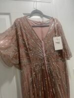 NWT Mac Duggal 93583 Sz 10 Vintage Rose Beaded Sequin Cape Sleeve Gown - Image 8