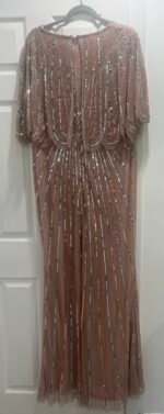 NWT Mac Duggal 93583 Sz 10 Vintage Rose Beaded Sequin Cape Sleeve Gown - Image 9