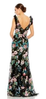 NWT Mac Duggal 93784‎ Sz 14 Cape Embellished V neck Column Gown Mid Blue - Image 2