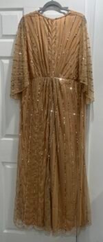 Mac Duggal 93841 Sz 18 Beaded Striping Kimono Sleeve Gown In Taupe/beige - Image 5
