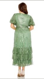 Mac Duggal 5785  Sz 24 W Sequin Faux Wrap Flutter Sleeve Ruffle Dress - Image 3