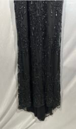Mac Duggal 5107 Sz 12 Plunging V Neck Embellished Leaf Gown Black - Image 8