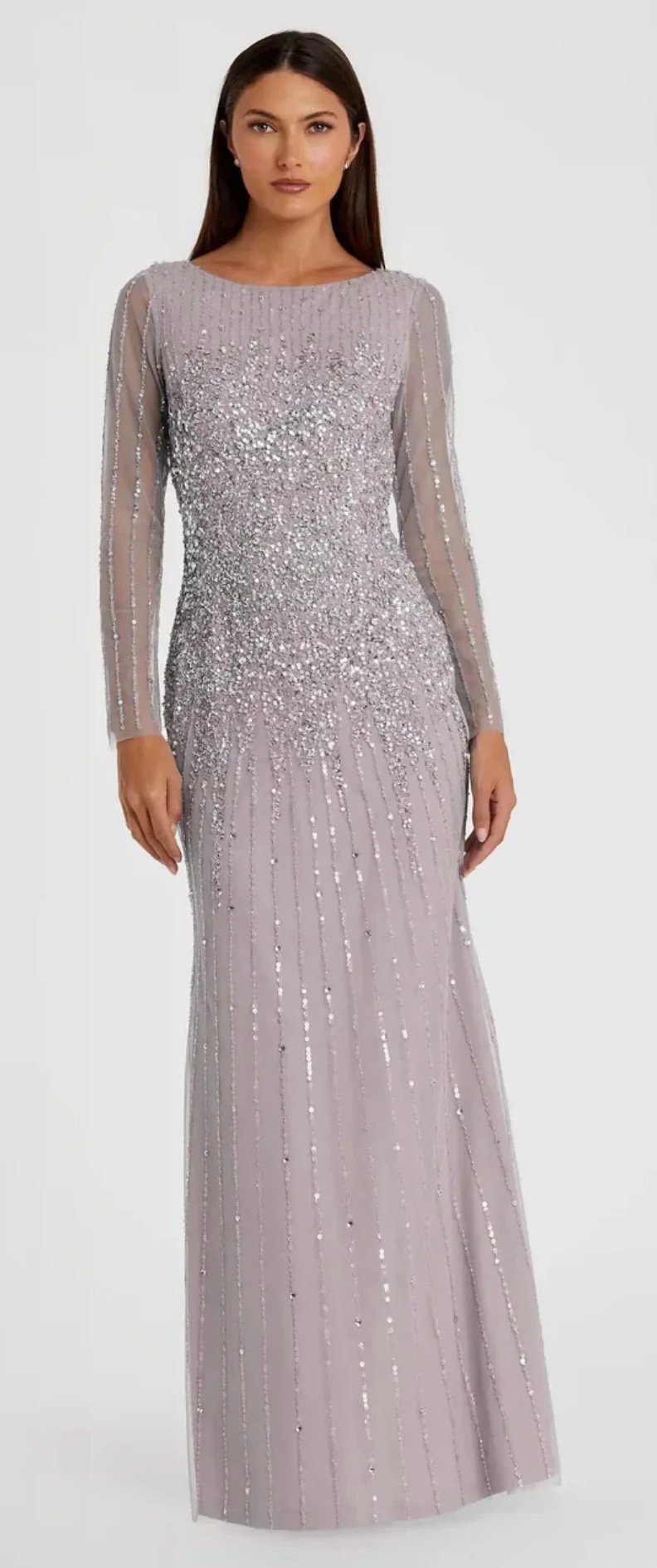 Screenshot Mac Duggal 9226 Sz 6 High Neck Sequin Embellished Long Sleeve Gown Violet - Image 1