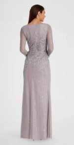 Mac Duggal 9226 Sz 6 High Neck Sequin Embellished Long Sleeve Gown Violet - Image 3