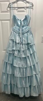 Mac duggal 67970 Sz 10 Satin Powder blue tiered gown - Image 6