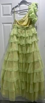 Mac Duggal 67979 Sz 12 One Shoulder Tiered Skirt Chiffon Dress - Image 5