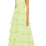 Mac Duggal 67979 Sz 12 One Shoulder Tiered Skirt Chiffon Dress