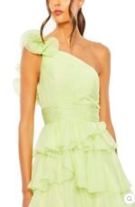 Mac Duggal 67979 Sz 12 One Shoulder Tiered Skirt Chiffon Dress - Image 4