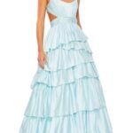 Mac duggal 67970 Sz 10 Satin Powder blue tiered gown