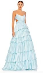 Mac duggal 67970 Sz 10 Satin Powder blue tiered gown