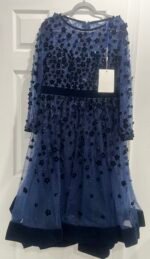 Mac Duggal 67007 Sz12 Embellished Illusion High Neck Velvet Floral Dress Midnigh - Image 5