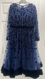 Mac Duggal 67007 Sz12 Embellished Illusion High Neck Velvet Floral Dress Midnigh - Image 6