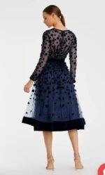 Mac Duggal 67007 Sz12 Embellished Illusion High Neck Velvet Floral Dress Midnigh - Image 2