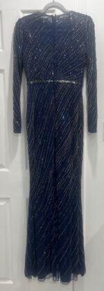 Mac Duggal 5240 Sz 4 Beaded Long Sleeve Tulle Column Gown - Image 5