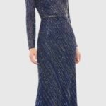 Mac Duggal 5240 Sz 4 Beaded Long Sleeve Tulle Column Gown