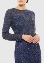 Mac Duggal 5240 Sz 4 Beaded Long Sleeve Tulle Column Gown - Image 2