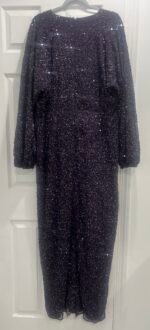 Mac Duggal 10791 Sz 16 Sequin Long Sleeve Tulle Gown Amethyst - Image 5