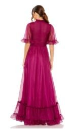 Mac Duggal 68229 Sz 18 Ruffled Mock Neck Flutter Sleeve Gown in Blue - Image 4