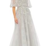 Mac Duggal 20445 Sz 16  Embellished Puff Sleeve A-Line Gown