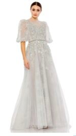 Mac Duggal 20445 Sz 16  Embellished Puff Sleeve A-Line Gown